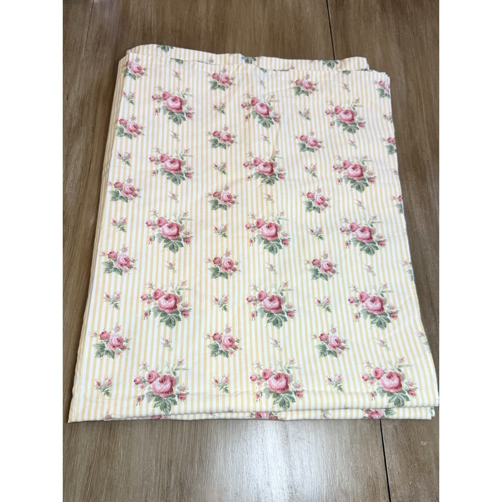 Vintage Ralph Lauren Sophie Brooke Stripe TWIN Flat Sheet Pink Floral READ